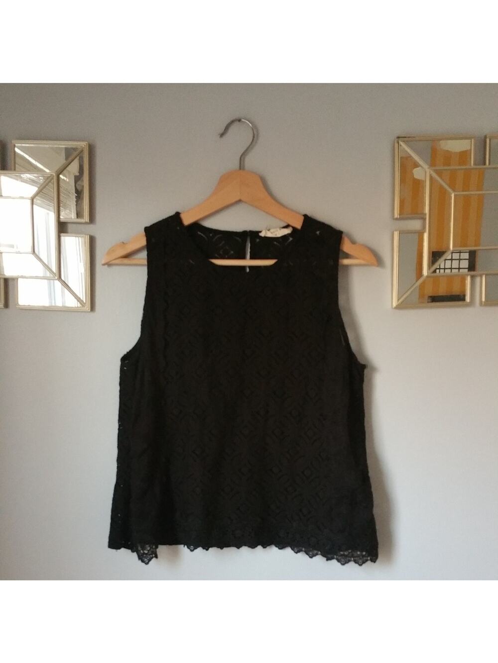 Sophie Rue Sleeveless Lace Top Black Size Large